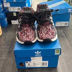 adidas Kids Burgundy and Black Knit Sneakers